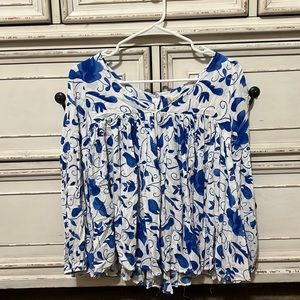Blue floral alter’d state blouse